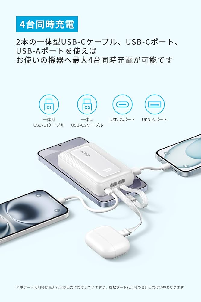 最終値下げです❗Anker Power Bank 10000mAh USB-C Anker Power Bank (10000mAh, Fusion, Built-In USB-C ケーブル